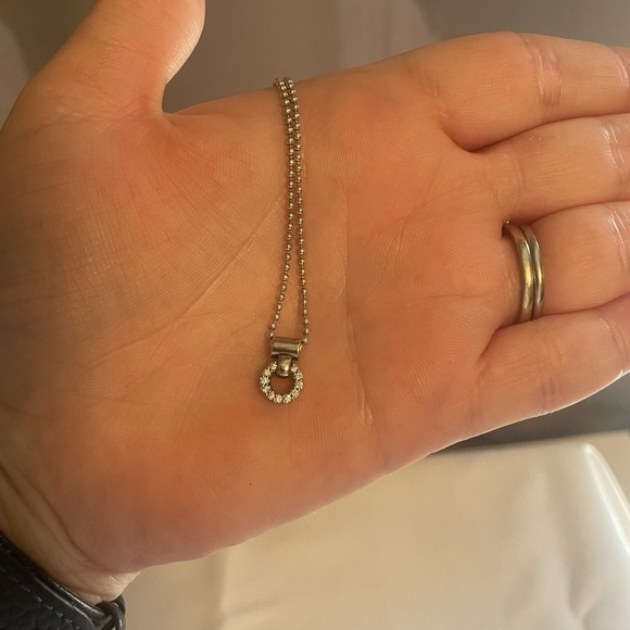 Lagos Caviar Diamond Halo Sterling Silver Open Circle Stationed Necklace 16" EUC - Picture 4 of 10